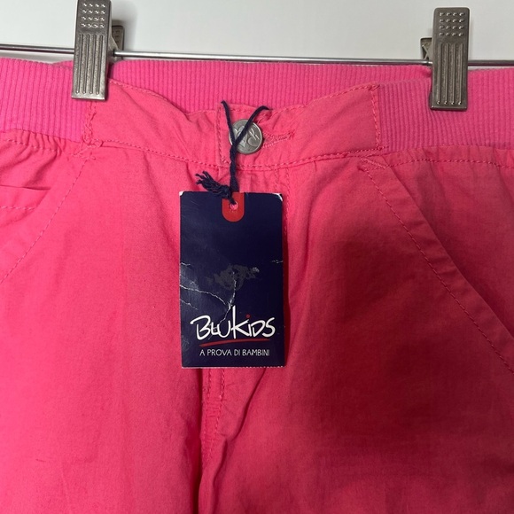 Blukids Girls Size 6 - 6X Cargo Pants From Italy elastic Waist Pink Embroidered - Picture 10 of 14